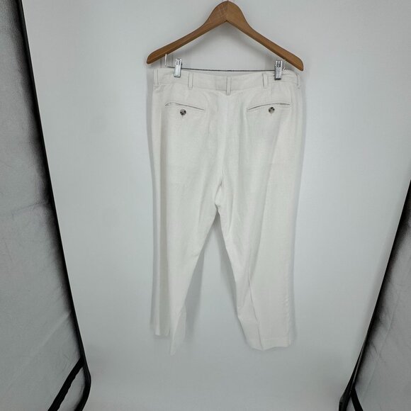 Alan Flusser Mens White Linen Blend Pants 38X30 Coastal Old Money‎ Quiet Luxury - Picture 5 of 6
